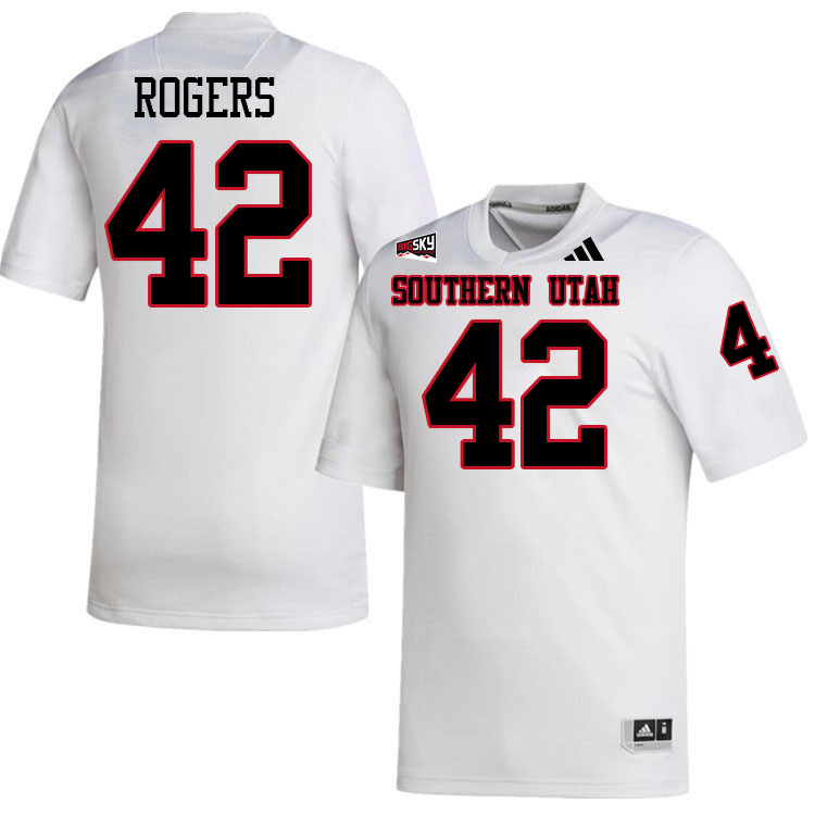 Southern Utah Thunderbirds #42 Jayden Rogers College Football Jerseys,Uniforms Stitched-White